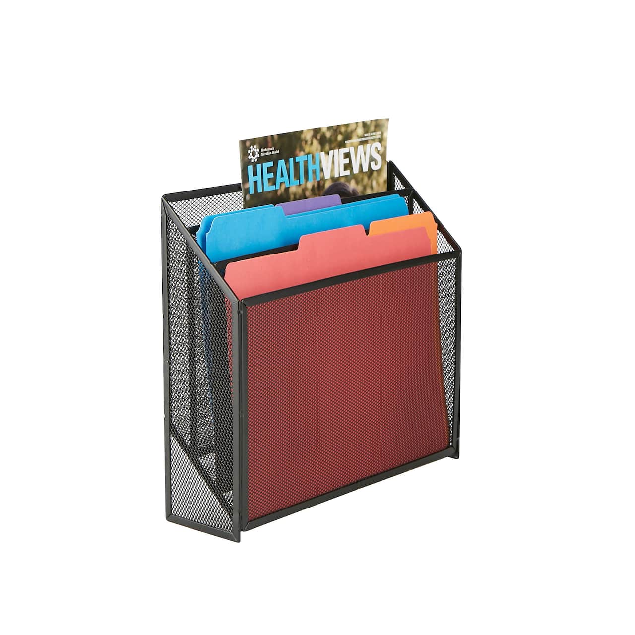 Mind Reader Black 3-Tier Jumbo Metal Mesh File Holder, Desktop File Box,  Magazine & Document Organizer